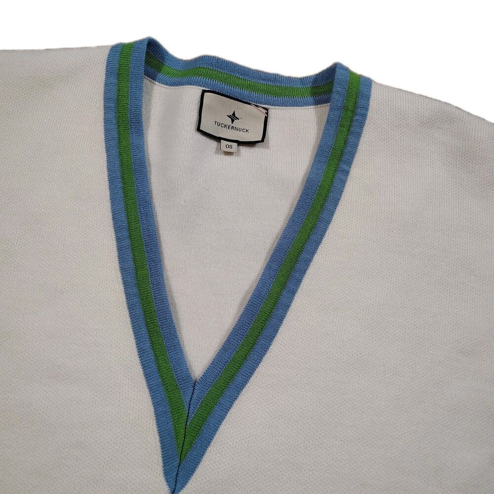 Tuckernuck V-Neck Knit Poncho Cape OS One Size Striped Sweater Pullover Preppy - Picture 3 of 7